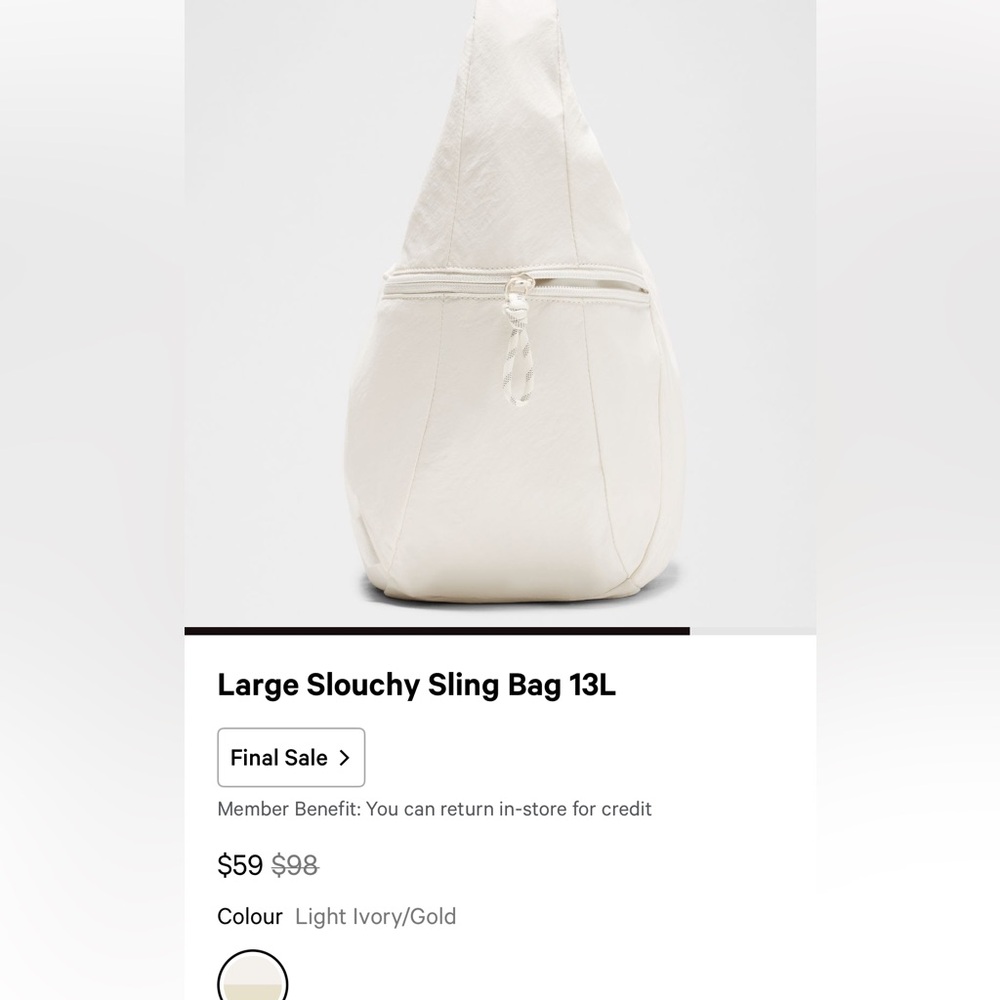 Lululemon Large Slouchy Sling Bag 13L- Riverside color (not available anymore) - Picture 9 of 12